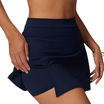Women's High Waist Athletic Skort with Side Slit and Inner Shorts