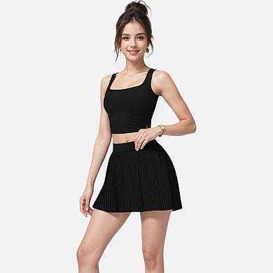 Women's Square Neck Cropped Tank Top with Wide Straps