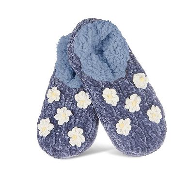 Women's Cozy Daisies Chenille Sherpa Lined Slippers