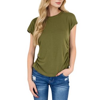 Women's Short Sleeve Crew Neck Relaxed Fit Casual Tee