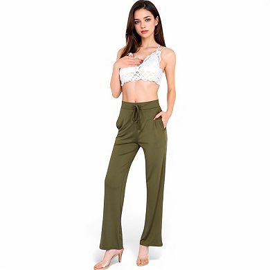 Women's High Waist Wide Leg Lounge Pants with Drawstring