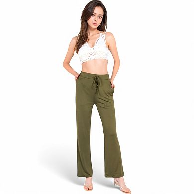 Women's High Waist Wide Leg Lounge Pants with Drawstring