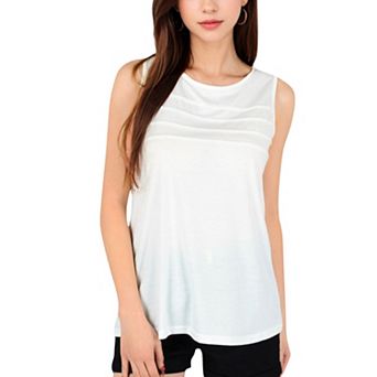 Women's Sleeveless Tank Top with Pintuck Pleat Details and Soft Stretch Fabric