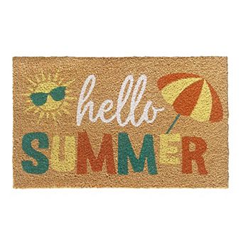 Kate Aurora Hello Summer Bristled Outdoor Heavy Duty Welcome Mat