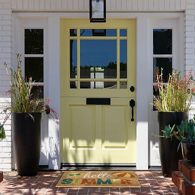 Kate Aurora Hello Summer Bristled Outdoor Heavy Duty Welcome Mat