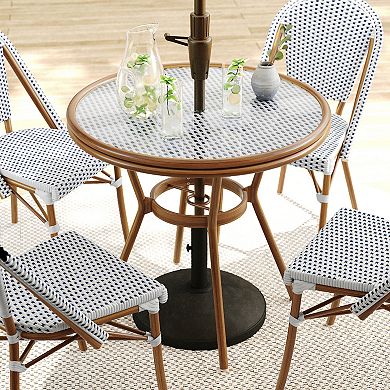 Martha Stewart Indoor-Outdoor Bistro Dining Table with 2 Stackable Bistro Chairs