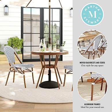 Martha Stewart Indoor-Outdoor Bistro Dining Table with 2 Stackable Bistro Chairs