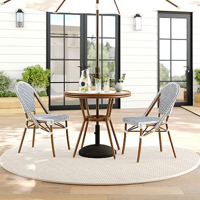 Martha Stewart Indoor-Outdoor Bistro Dining Table with 2 Stackable Bistro Chairs