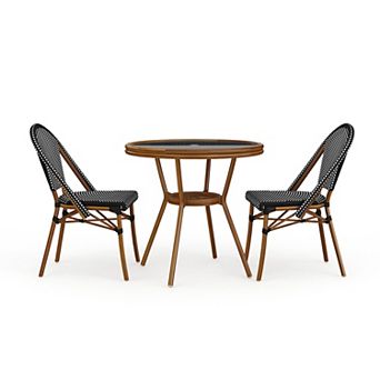 Martha Stewart Indoor-Outdoor Bistro Dining Table with 2 Stackable Bistro Chairs