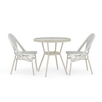 Martha Stewart Indoor-Outdoor Bistro Dining Table with 2 Stackable Bistro Chairs