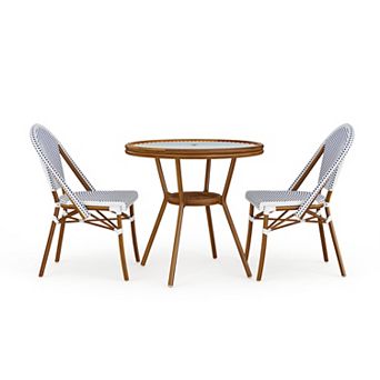 Martha Stewart Indoor-Outdoor Bistro Dining Table with 2 Stackable Bistro Chairs