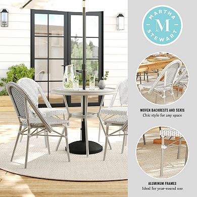 Martha Stewart Indoor-Outdoor Bistro Dining Table with 4 Stackable Bistro Chairs