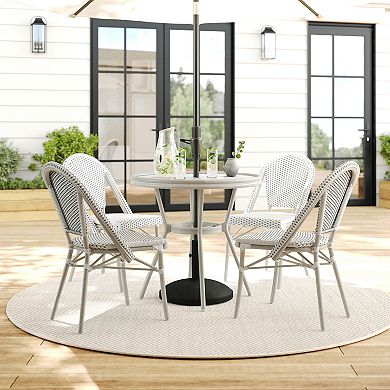 Martha Stewart Indoor-Outdoor Bistro Dining Table with 4 Stackable Bistro Chairs