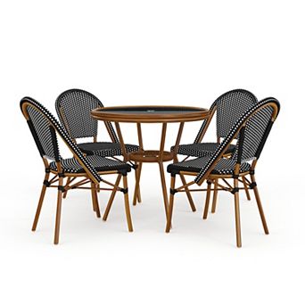 Martha Stewart Indoor-Outdoor Bistro Dining Table with 4 Stackable Bistro Chairs
