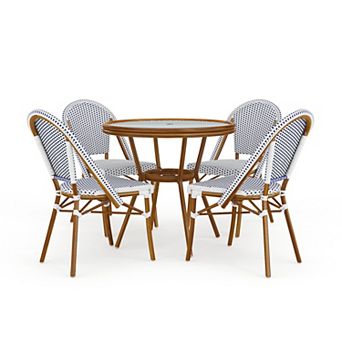 Martha Stewart Indoor-Outdoor Bistro Dining Table with 4 Stackable Bistro Chairs