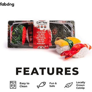 Fabcat Sushi Tray With 5 Sushi Interactive Cat Toys