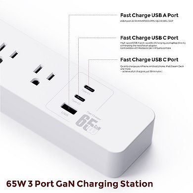 Smart Wi-Fi Surge Protect Power Strip with 65W Fast Charge Station