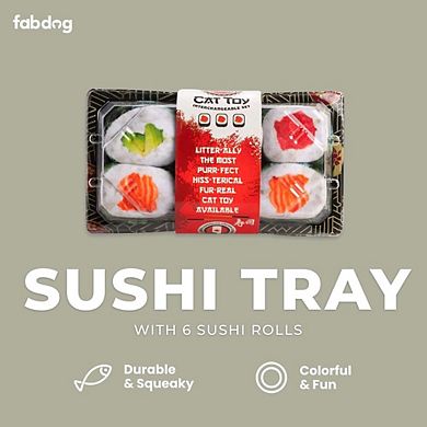 Fabcat Sushi Tray With 6 Sushi Rolls Interactive Cat Toys