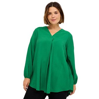 ellos Plus Size Long Sleeve Inverted Pleat Tunic
