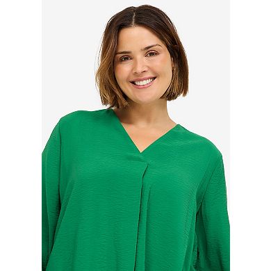ellos Plus Size Long Sleeve Inverted Pleat Tunic