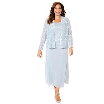 Catherines Women's Plus Size Long Lace Jacket Dress Two-Piece Set