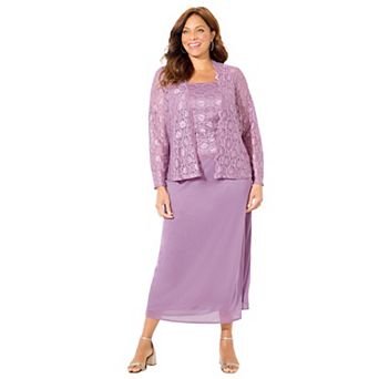 Catherines Women's Plus Size Long Lace Jacket Dress Two-Piece Set