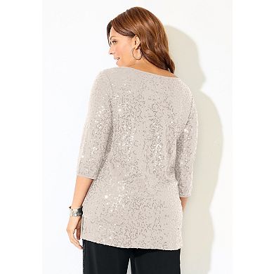 Catherines Women's Plus Size Allover Sequin Tunic