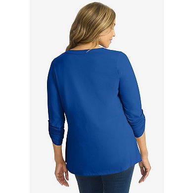 Jessica London Women's Plus Size Stretch Pleated Tunic