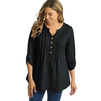 Jessica London Women's Plus Size Stretch Pleated Tunic