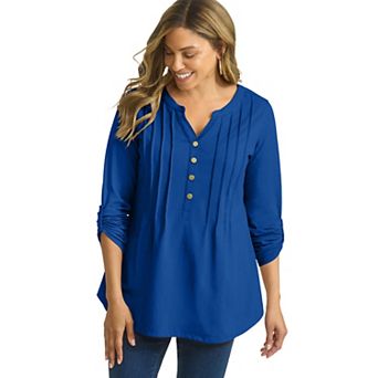 Jessica London Women's Plus Size Stretch Pleated Tunic