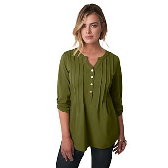 Jessica London Women's Plus Size Stretch Pleated Tunic