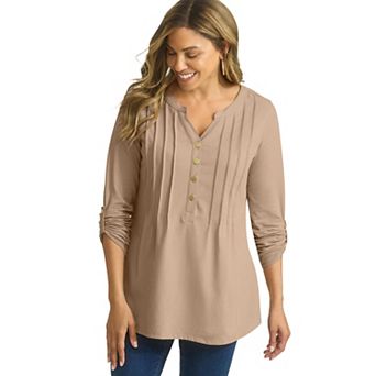 Jessica London Women's Plus Size Stretch Pleated Tunic