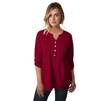 Jessica London Women's Plus Size Stretch Pleated Tunic