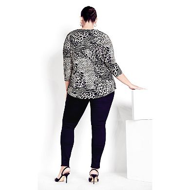 Avenue Women's Plus Size Lia Contrast Top