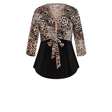 Avenue Women's Plus Size Lia Contrast Top