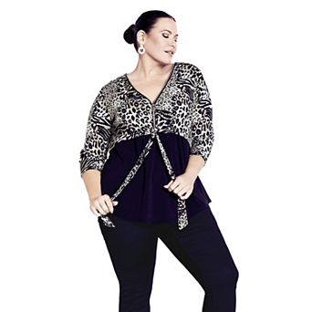 Avenue Women's Plus Size Lia Contrast Top