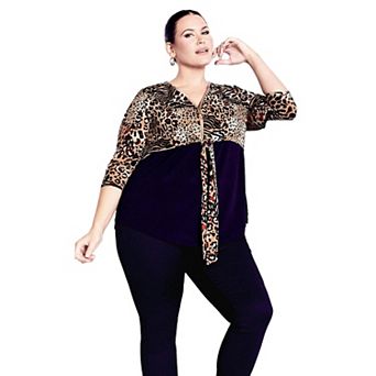 Avenue Women's Plus Size Lia Contrast Top