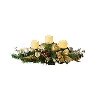 BrylaneHome Cordless Led Pre-Decorated Candleholder Centerpiece