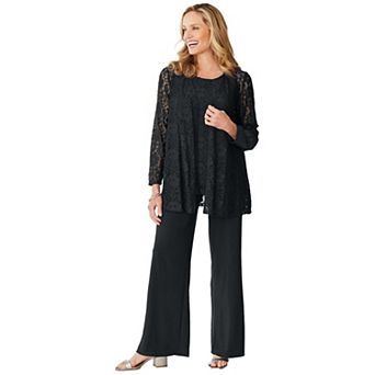 Woman Within Plus Size 3 pc Lace Jacket/Tank/Pant Set
