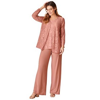 Woman Within Plus Size Petite 3 pc Lace Jacket/Tank/Pant Set