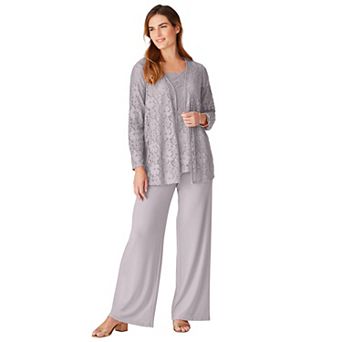 Woman Within Plus Size 3 pc Lace Jacket/Tank/Pant Set