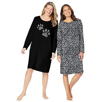 Dreams & Co. Plus Size 2-Pack Long-Sleeve Sleepshirt