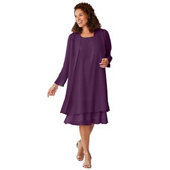 Woman Within Plus Size Petite 2 pc Jacket Dress