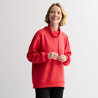 Women's Tek Gear® Ultra Soft Fleece Shine Funnel Neck Tunic Sweatshirt