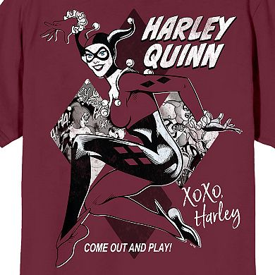 Men's Harley Quinn Graphic Tee with Playing Cards