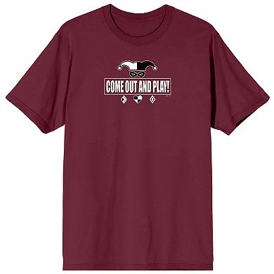 Men's Harley Quinn Graphic Tee with Playing Cards