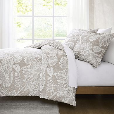 Lush Decor Bali Tropical Leaves Gauze Jacquard 3-Piece Duvet Cover Set