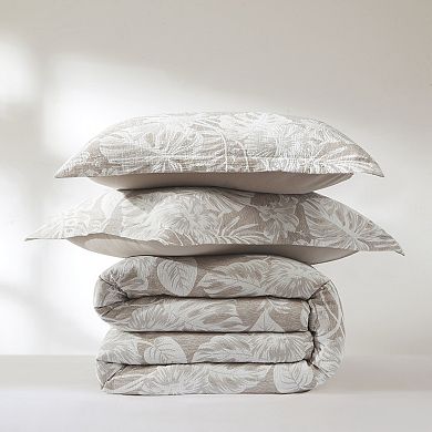 Lush Decor Bali Tropical Leaves Gauze Jacquard 3-Piece Duvet Cover Set