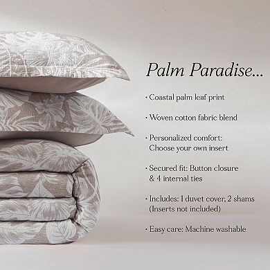 Lush Decor Bali Tropical Leaves Gauze Jacquard 3-Piece Duvet Cover Set