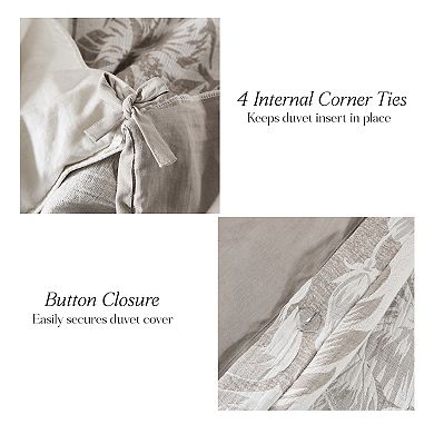 Lush Decor Bali Tropical Leaves Gauze Jacquard 3-Piece Duvet Cover Set